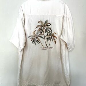 Luau Button Down Hawaiin Palm Trees Short Sleeves Sz XL